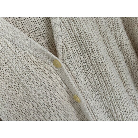 Ballinger Gold Silk Blend Beige Knit Cardigan Sweater Long Sleeve - Picture 4 of 7